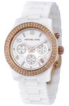 Michael Kors MK5269 White Ceramic Link Bracelet Quartz Chronograph Two Tone Crystal