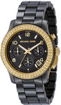 Michael Kors MK5270 Black Ceramic Link Bracelet Quartz Chronograph Two Tone Crystal