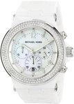 Michael Kors MK5391 White Ceramic Link Bracelet Quartz Chronograph Crystal Mother Of Pearl