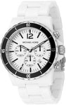 Michael Kors MK8127 White Ceramic Link Bracelet Quartz Chronograph Black Bezel