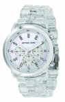 Michael Kors MK5235 Clear Plastic Quartz Chronograph Mother Of Pearl