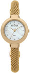 Skagen 107SGCG Gold Tone Bangle Style Mesh Quartz Mother Of Pearl Dial Crystals