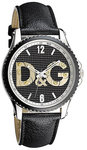 D&G DW0702 Stainless Steel Sestriere Quartz Black Dial Leather