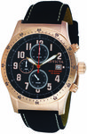 Invicta 1319 Rose Gold Tone Military Chronograph Black Dial Leather And Nylon Strap