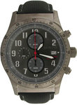 Invicta 1320 Gunmetal Military Chronograph Black Leather And Nylon Strap