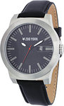 Zoo York ZYE1037 Stainless Steel Capital Black Dial Leather Strap