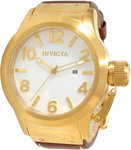 Invicta 1136 Gold Tone Corduba Quartz White Dial Leather Strap