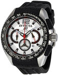 Invicta 1454 Stainless Steel S1 Chronograph Black Rubber Silver Tone Dial