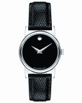 Movado 2100004 Black Dial Museum Quartz Leather Strap