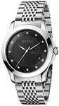 Gucci YA126405 Stainless Steel Timeless Black Dial Diamonds