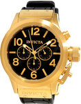 Invicta 1143 Gold Tone Corduba Quartz Chronograph Black Dial Rubber Strap