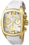 Invicta 6797 Gold Tone Lupah Swiss Quartz Chronograph White Dial Leather Strap