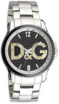 D&G DW0703 Stainless Steel Sestriere Quartz Link Bracelet Black Dial Bezel