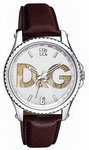 D&G DW0704 Stainless Steel Sestriere Quartz Silver Tone Dial Brown Leather