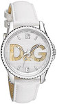 D&G DW0706 Stainless Steel Sestriere Quartz Silver Tone Dial White Leather