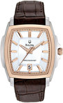 Bulova 98B150 Two Tone Precisionist Longwood Quartz Silver Tone Dial Leather Strap