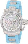 Invicta 1706 Corduba Quartz Mother Of Pearl Dial Light Blue Rubber Link Bracelet
