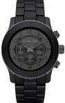 Michael Kors MK8156 Black Stainless Steel Quartz Chronograph Rubber Link Bracelet Bezel