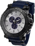 Aquaswiss 39XG0108 Black Bolt Quartz Chronograph Silver Tone Dial Blue Rubber Strap