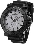 Aquaswiss 39XG065 Black Bolt Quartz Chronograph Rubber Strap Silver Tone Dial