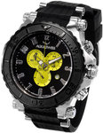 Aquaswiss 39XG070 Stainless Steel Bolt Quartz Black Dial Rubber Strap Yellow Chronograph 
