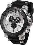 Aquaswiss 39XG075 Stainless Steel Bolt Quartz Rubber Strap Silver Tone Dial Black Chronograph 