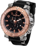 Aquaswiss 39XG084 Rose Gold Tone Bezel Bolt Quartz Chronograph Black Dial Rubber Strap