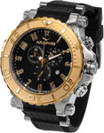Aquaswiss 39XG089 Gold Tone Bezel Bolt Quartz Chronograph Black Dial Rubber Strap