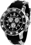 Aquaswiss 96XG002 Rugged Quartz Chronograph Black Dial Bezel Rubber Strap 