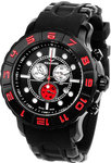 Aquaswiss 96XG061 Black Rugged Quartz Chronograph Rubber Strap Red Bezel