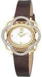 Citizen EW8972-01A Gold Tone Lobella Crystal Flower Mother Of Pearl Dial Leather Strap