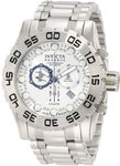 Invicta 0810 Stainless Steel Leviathan Quartz Diver Chronograph Silver Tone Dial