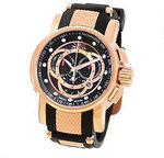 Invicta 0900 Rose Gold Tone S1 Quartz Chronograph Black Dial Strap