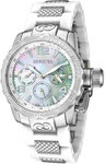 Invicta 1696 White Corduba Quartz Day Date Mother Of Pearl Rubber Link