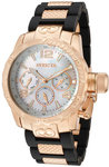 Invicta 1703 Rose Gold Tone Black Corduba Quartz Day Date Mother Of Pearl Rubber Link