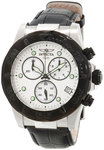Invicta 1720 Elite Quartz Chronograph White Dial Black Leather Strap