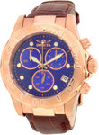Invicta 1724 Rose Gold Tone Elite Quartz Chronograph Blue Dial Leather Strap