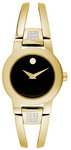 Movado 0604984 Amorosa Stainless Steel Gold Tone Diamond Black Dial