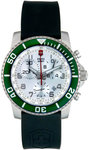 Swiss Army 241085 Stainless Steel Maverick Quartz Chronograph Silver Tone Dial Strap Green
