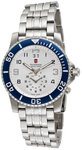 Swiss Army 241183 Stainless Stell Maverick II Quartz Alarm Silver Tone Dial Blue Bezel
