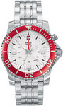 Swiss Army 24141 Stainless Steel Maverick Quartz Alarm Silver Tone Dial Red Bezel