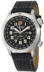Swiss Army 24832 Stainless Steel Airboss Automatic GMT Black Dial Leather Strap