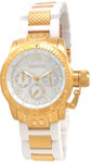 Invicta 1700 Gold Tone White Corduba Quartz Day Date Mother Of Pearl Rubber Link