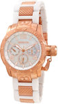 Invicta 1702 Rose Gold Tone White Corduba Quartz Day Date Mother Of Pearl Rubber Link