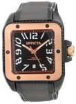 Invicta 1458 Rose Gold Tone Elite Quartz Black Square Dial Strap