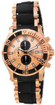 Invicta 1479 Rose Gold Tone Specialty Quartz Chronograph Black Rubber Inserts
