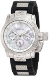 Invicta 1697 Corduba Quartz Day Date Mother Of Pearl Dial Black Rubber Link