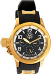 Invicta 1813 Gold Tone Special Edition Russian Diver Quartz Day Date Black Dial Strap