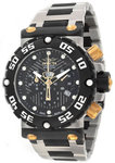 Invicta 0403 Nitro Swiss Quartz Chronograph Two Tone Black Dial Link Bracelet