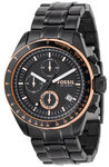 Fossil CH2619 Black Stainless Steel Quartz Chronograph Rose Two Tone Dial Link Bracelet